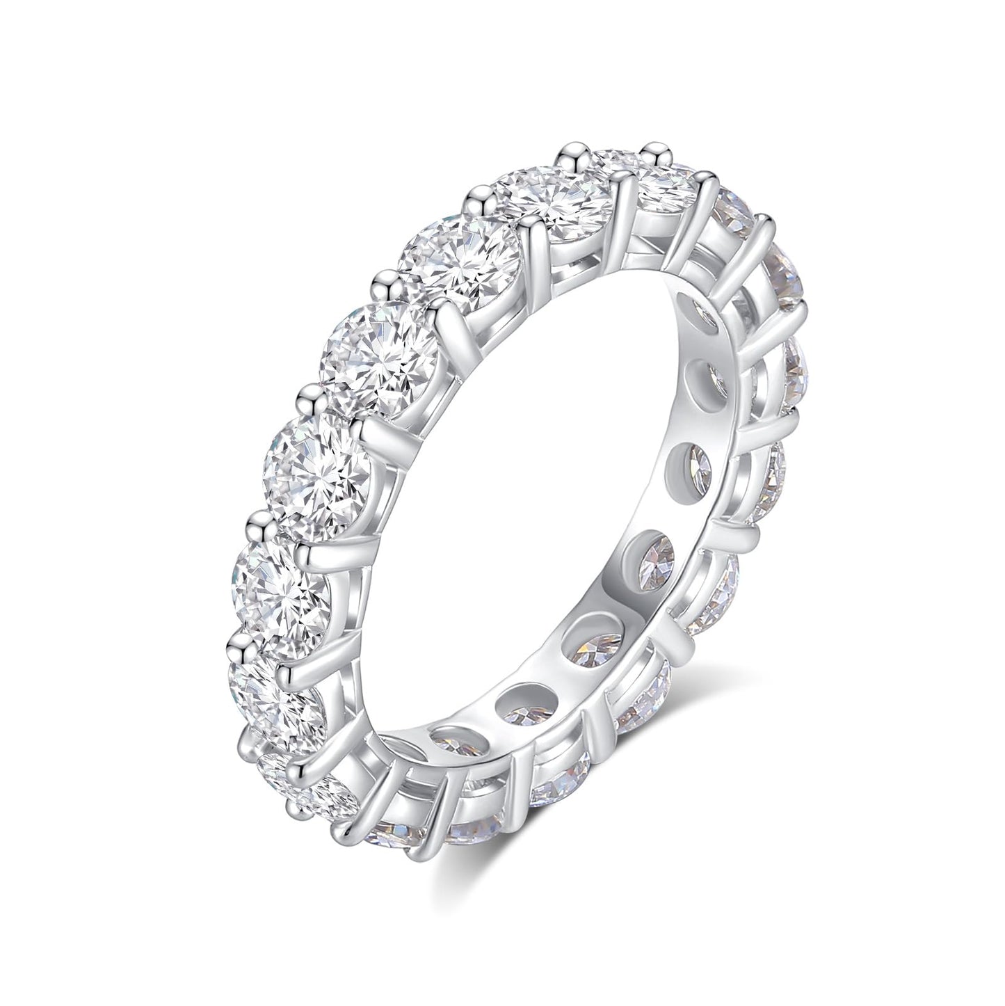 Sterling Silver 4.5-5.4 CTTW Moissanite 4mm Width Full Wedding Band Ring