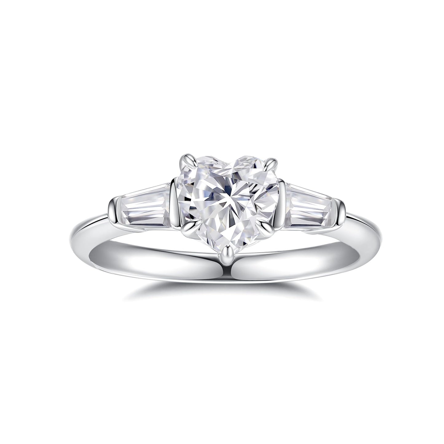 6.5MM Heart Shape 1ct Sterling Silver Moissanite Solitaire Engagement Ring