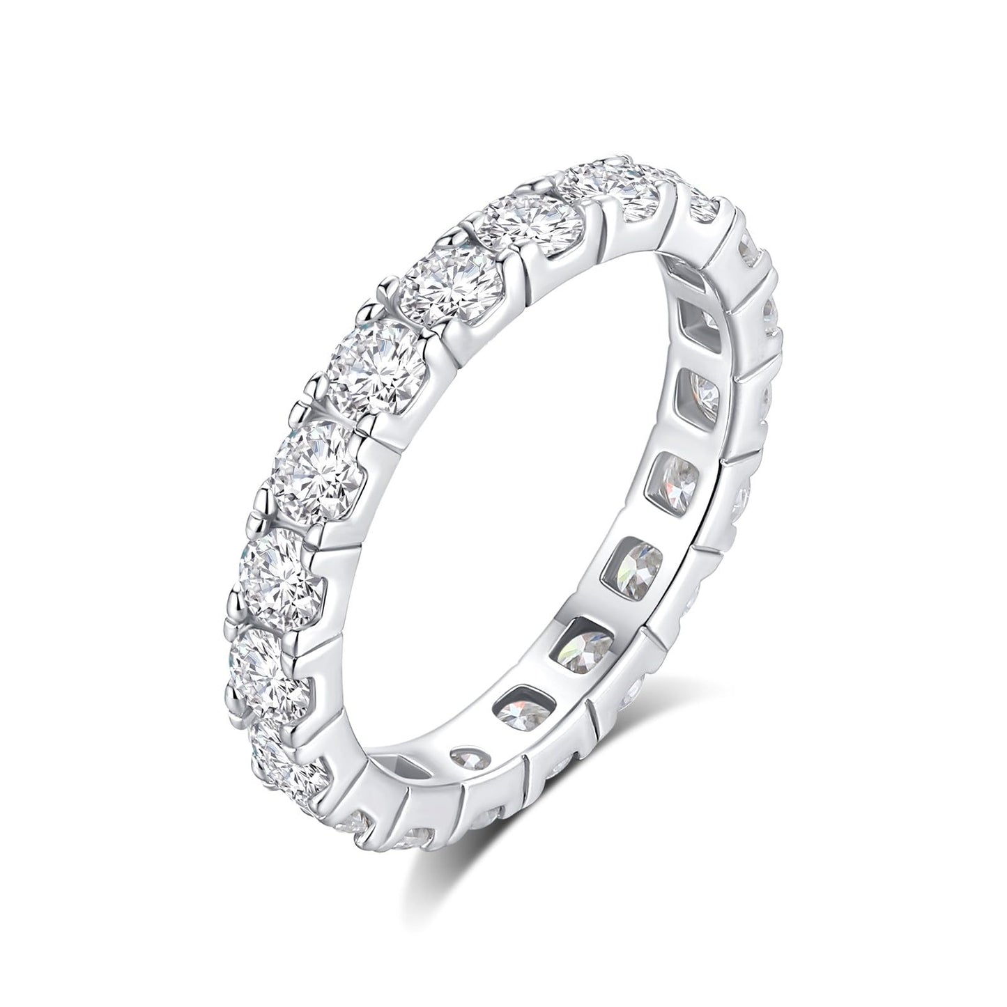 Sterling Silver 1.9-2.5 CTTW Moissanite Wedding Band Ring 3mm Width Full Eternity