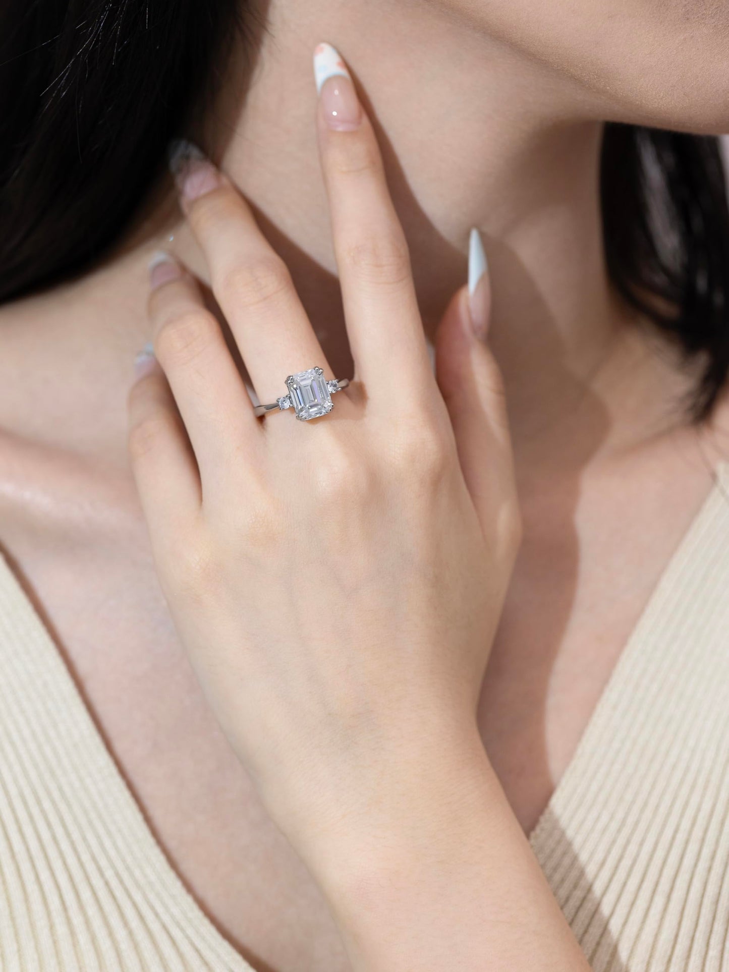 Sterling Silver 3ct Moissanite Main Stone Wedding Engagement Ring