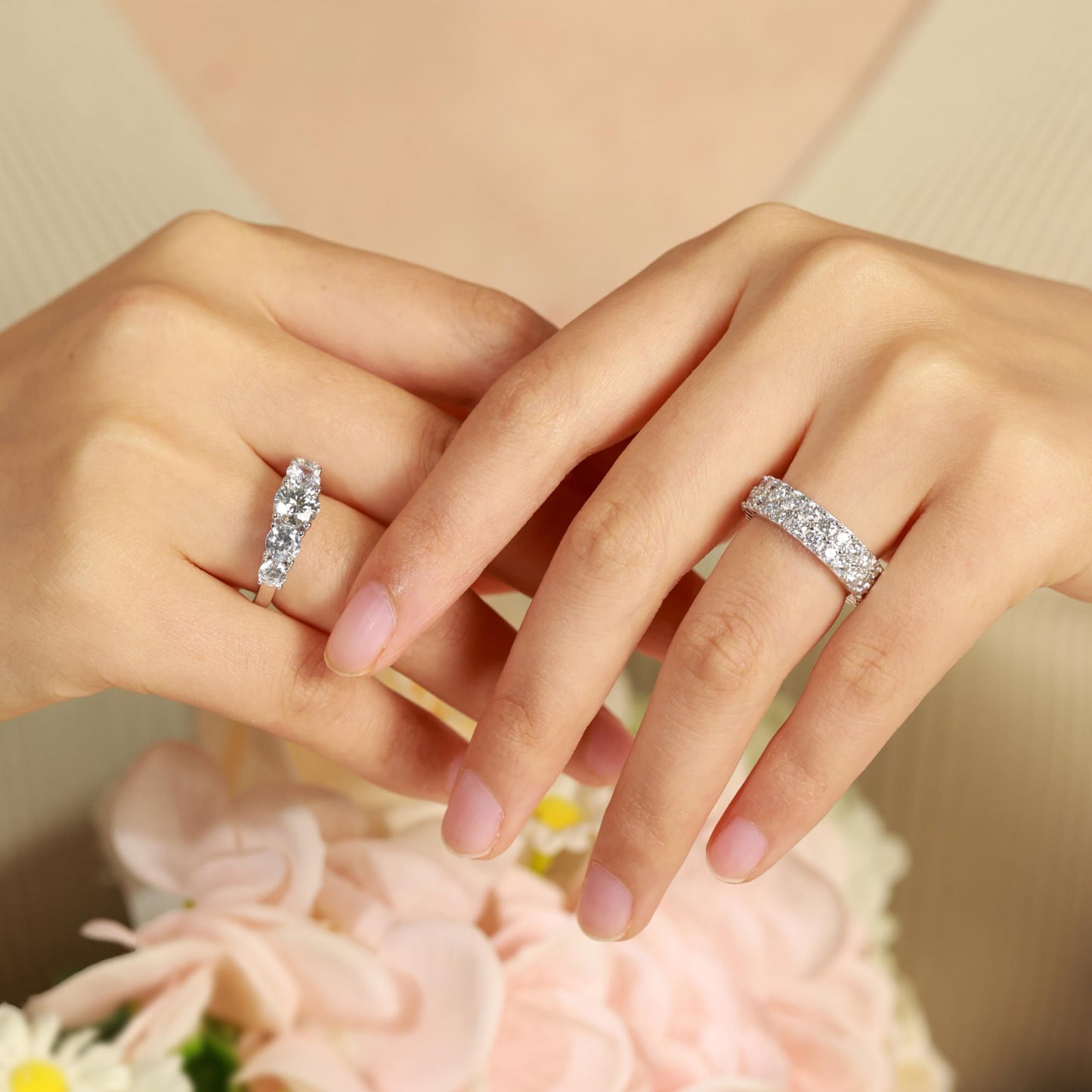 6.5MM Sterling Silver 5 Stone 1ct Moissanite Engagement Ring
