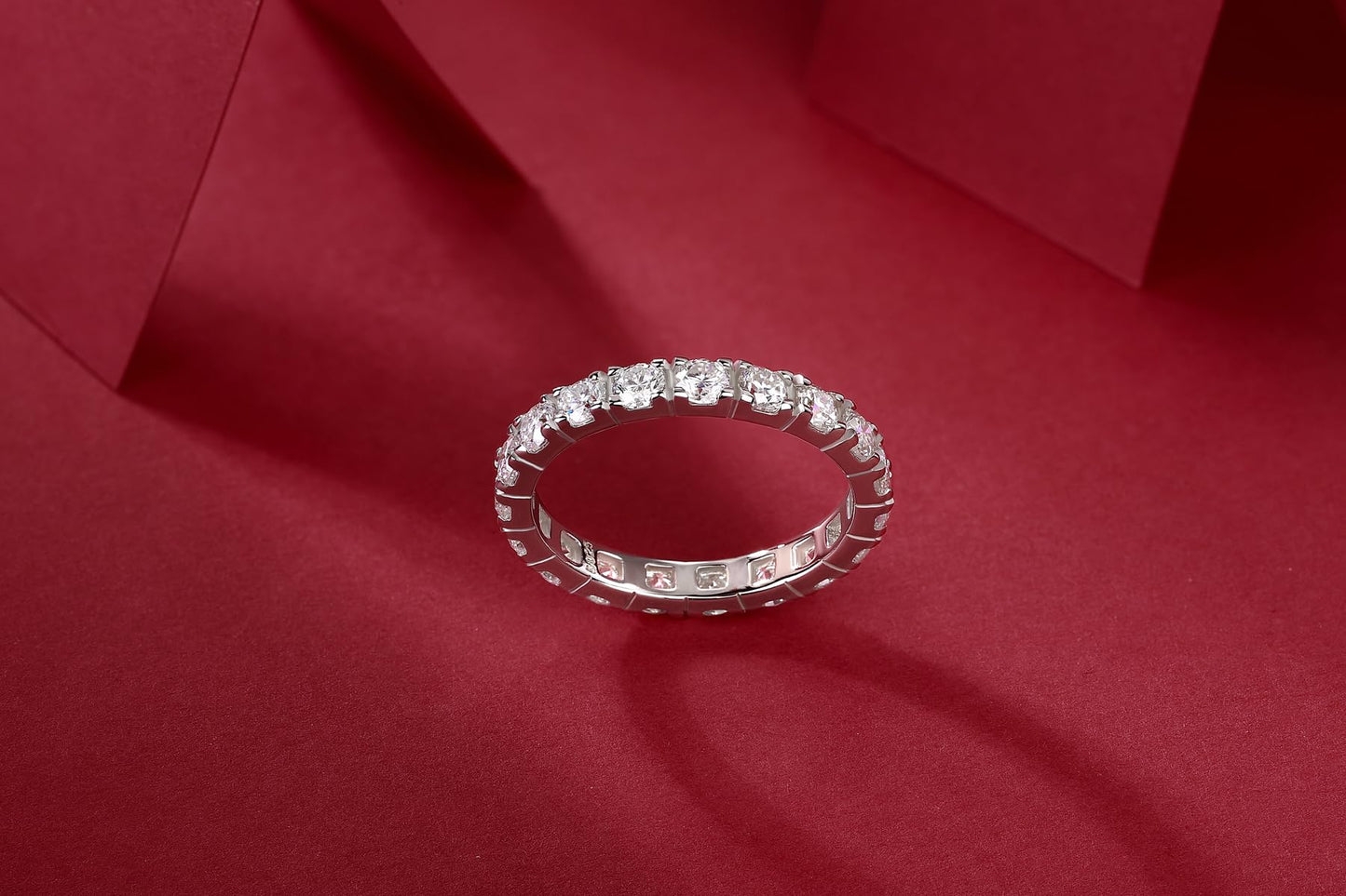Sterling Silver 1.9-2.5 CTTW Moissanite Wedding Band Ring 3mm Width Full Eternity