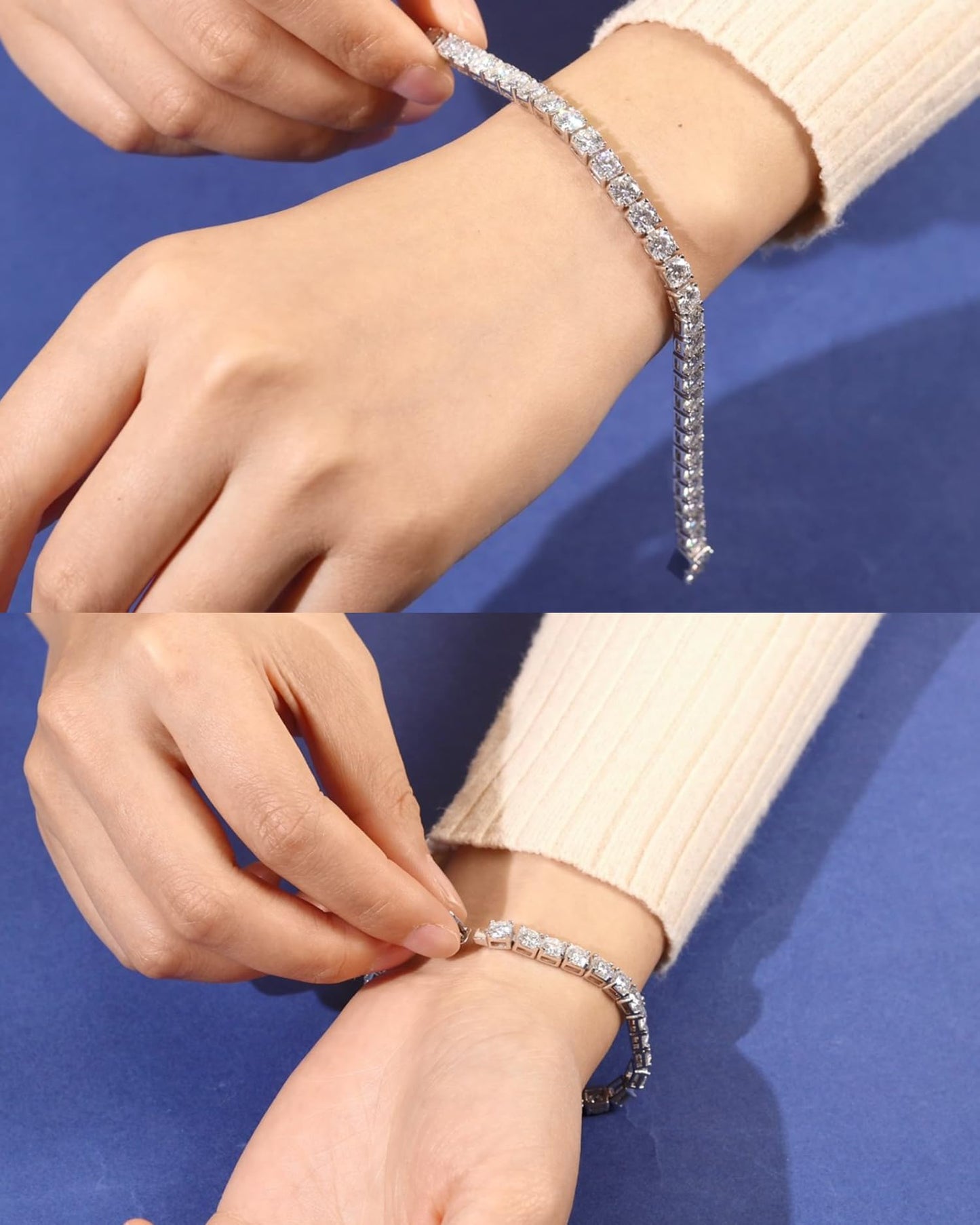 White Gold 5mm Sterling Silver Moissanite Tennis Bracelet
