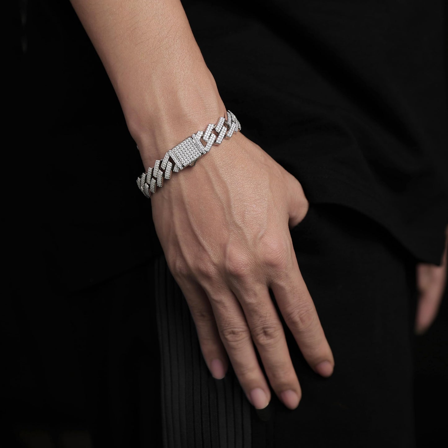 13mm Sterling Silver Moissanite Tennis Bracelet