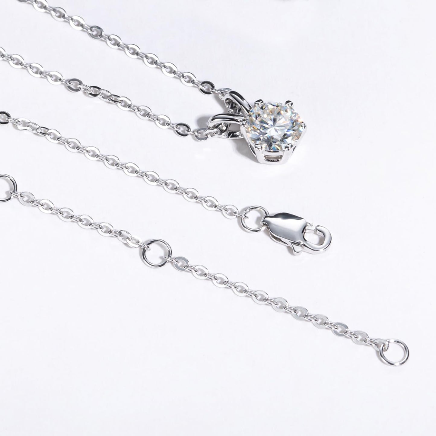 1-4 CT Round Pendant Sterling Silver Solitaire Moissanite Necklace