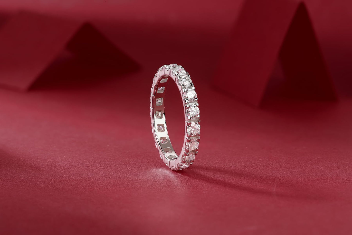 Sterling Silver 1.9-2.5 CTTW Moissanite Wedding Band Ring 3mm Width Full Eternity