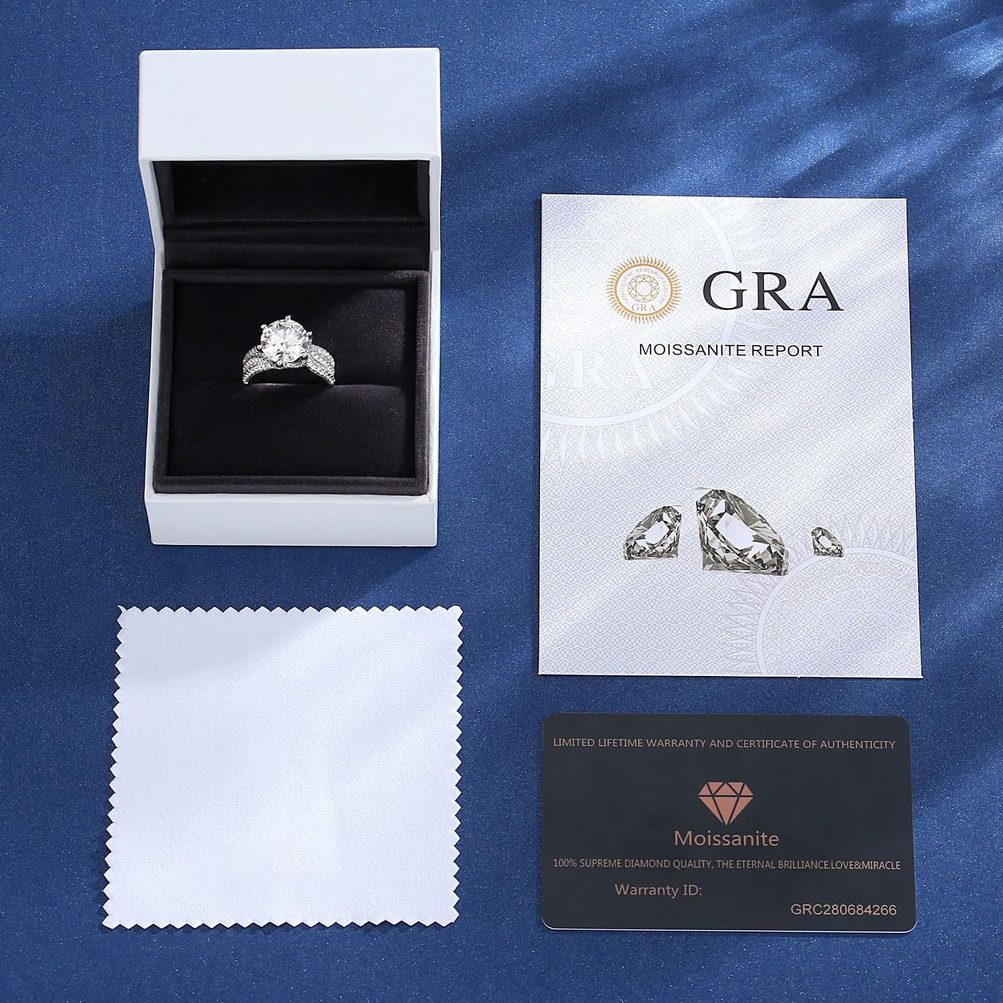 9mm センターストーン スターリングシルバー 3ct モアッサナイト エンゲージリング