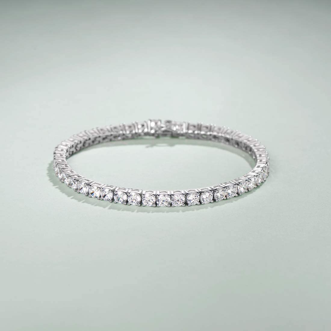 4mm Sterling Silver Round Moissanite Wedding Bridal Prom Tennis Bracelet