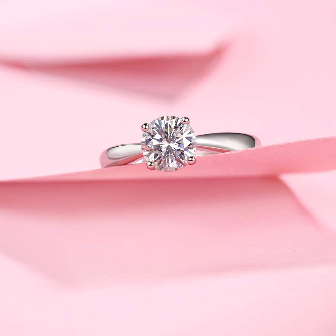 Sterling Silver Classic 1 Carat Moissanite Solitaire Engagement Ring