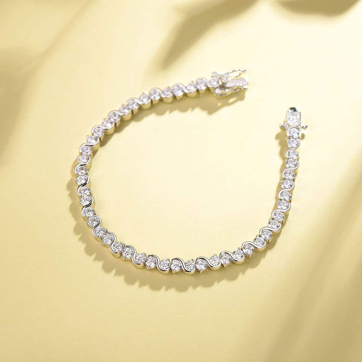 4mm Sterling Silver Moissanite Wedding Bridal Prom Tennis Bracelet