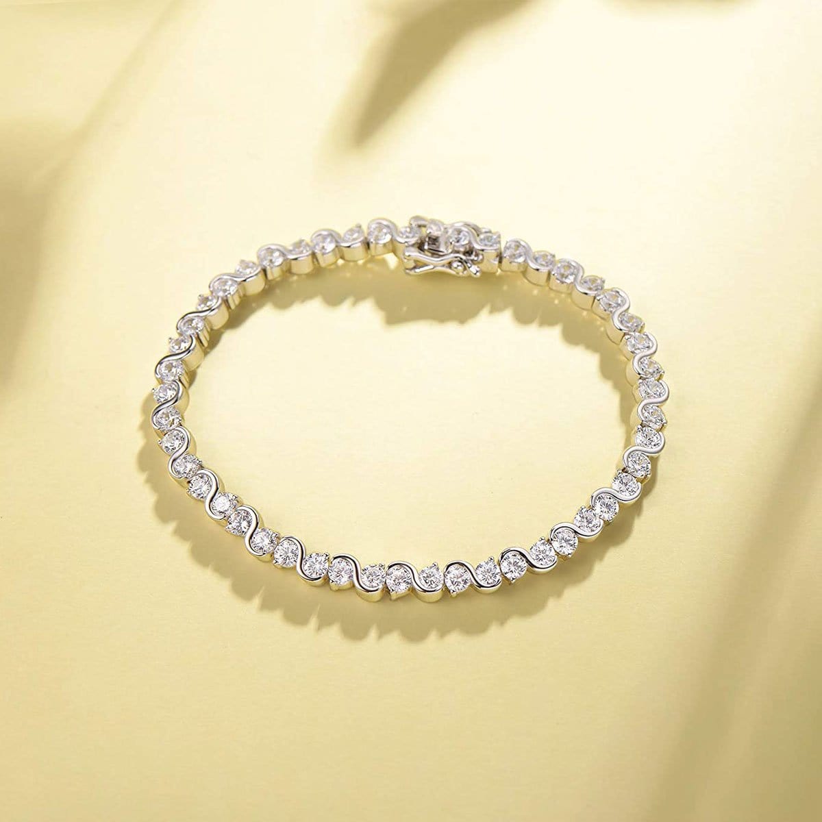 4mm Sterling Silver Moissanite Wedding Bridal Prom Tennis Bracelet