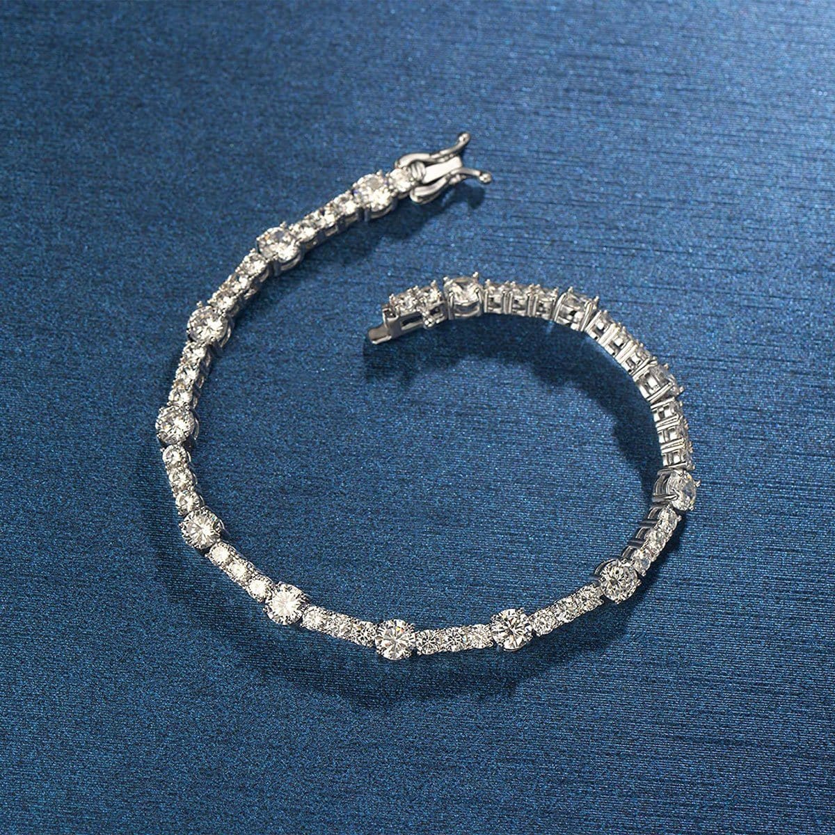 5mm Sterling Silver Round Moissanite Wedding Bridal Prom Tennis Bracelet