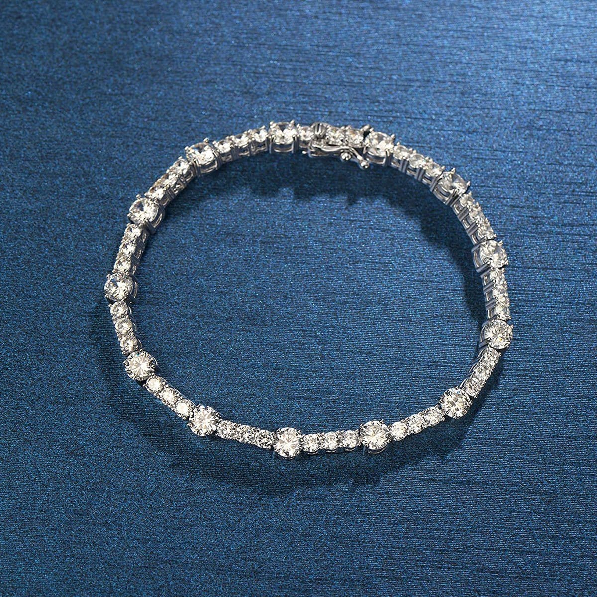 5mm Sterling Silver Round Moissanite Wedding Bridal Prom Tennis Bracelet