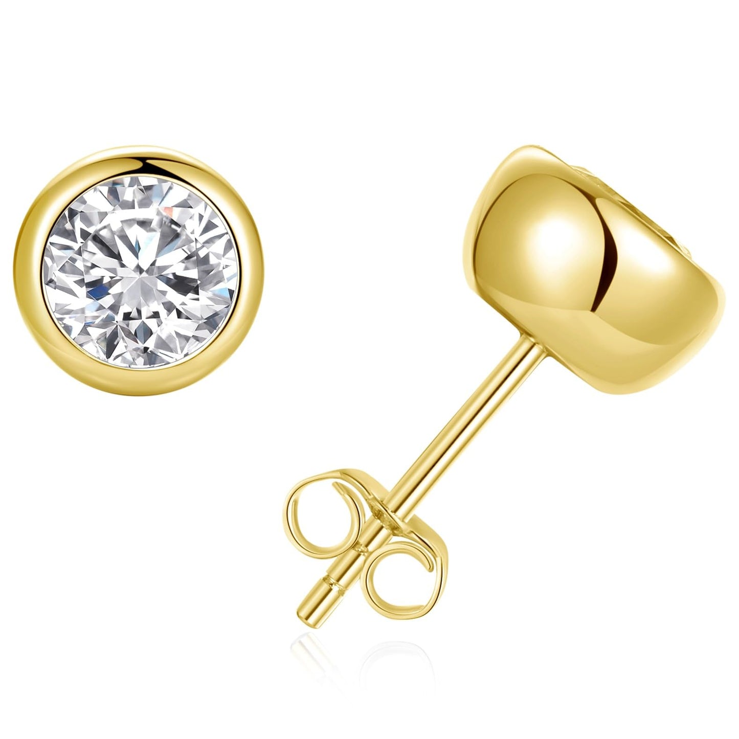 14K White/Yellow Gold Plated Sterling Silver Moissanite Stud Earrings