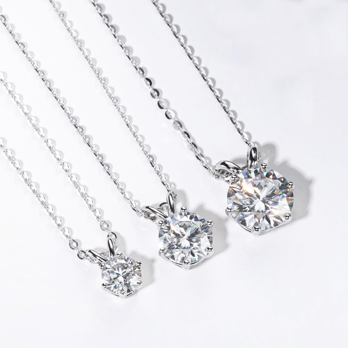 1-4 CT Round Pendant Sterling Silver Solitaire Moissanite Necklace