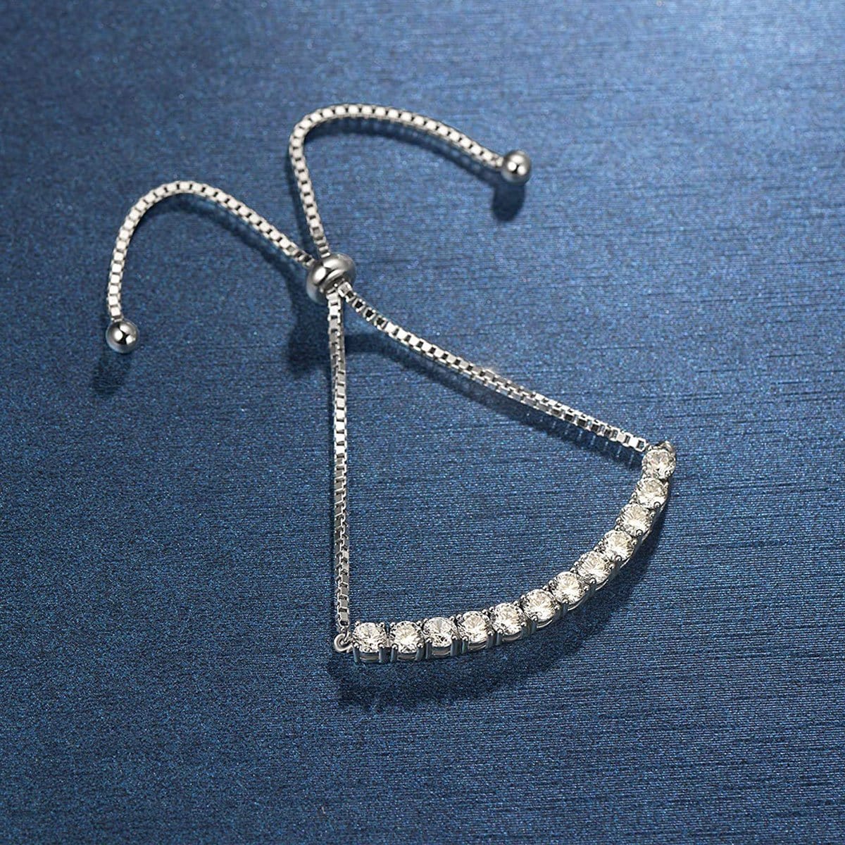 4 mm Sterling Silber rund Moissanit verstellbar Bolo Tennis Armband