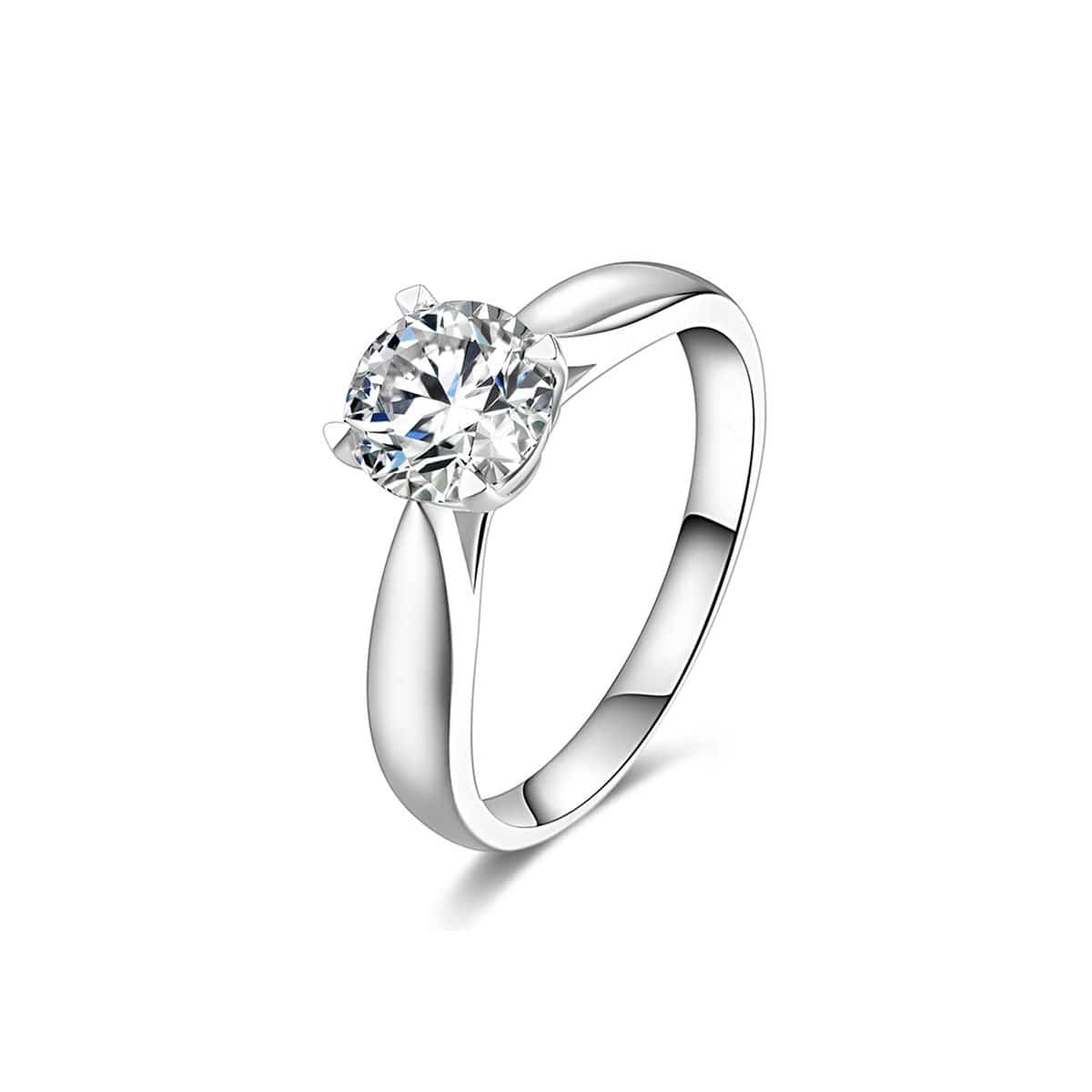 White Gold Classic Round Moissanite Solitaire Engagement Ring