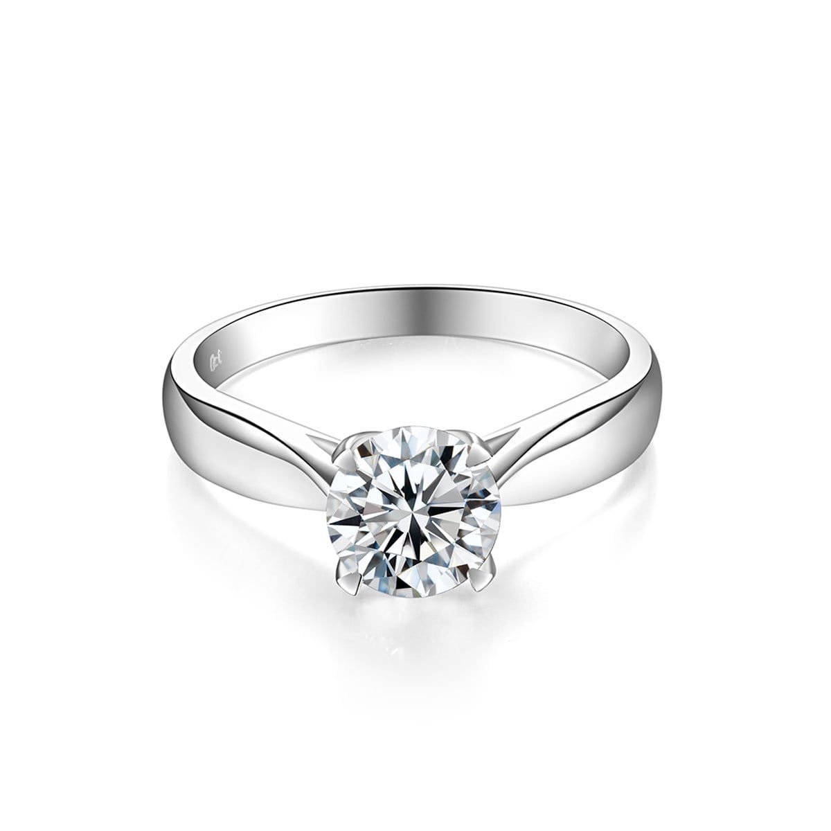 White Gold Classic Round Moissanite Solitaire Engagement Ring